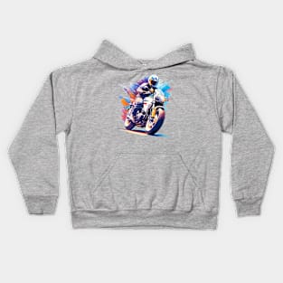 Motorcycle In Watercolor Style - Ai Art Kids Hoodie